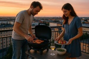 Sähkögrilli parvekkeella